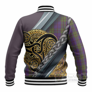 Strachan Tartan Crest Baseball Jacket Scottish Triskele Celtic