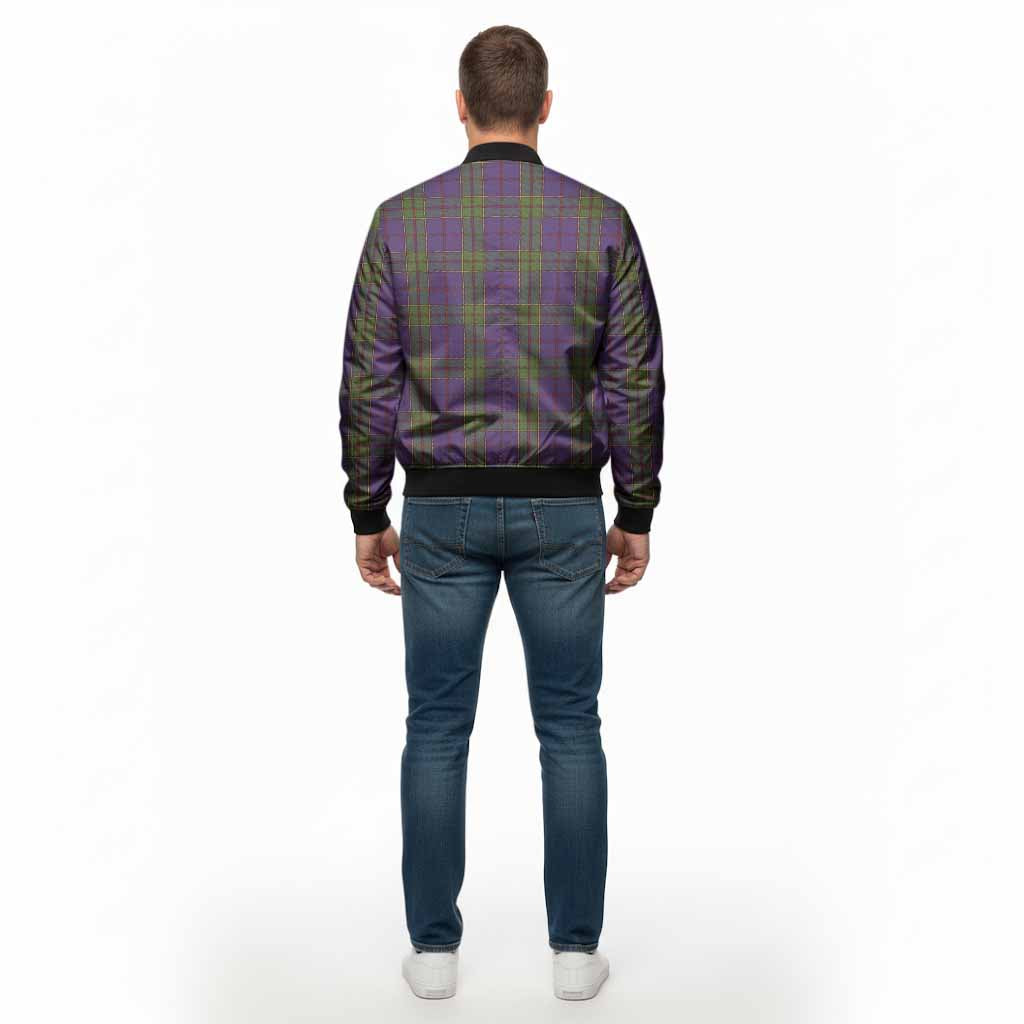 Strachan Tartan Crest Bomber Jacket Ferocious Lion Style