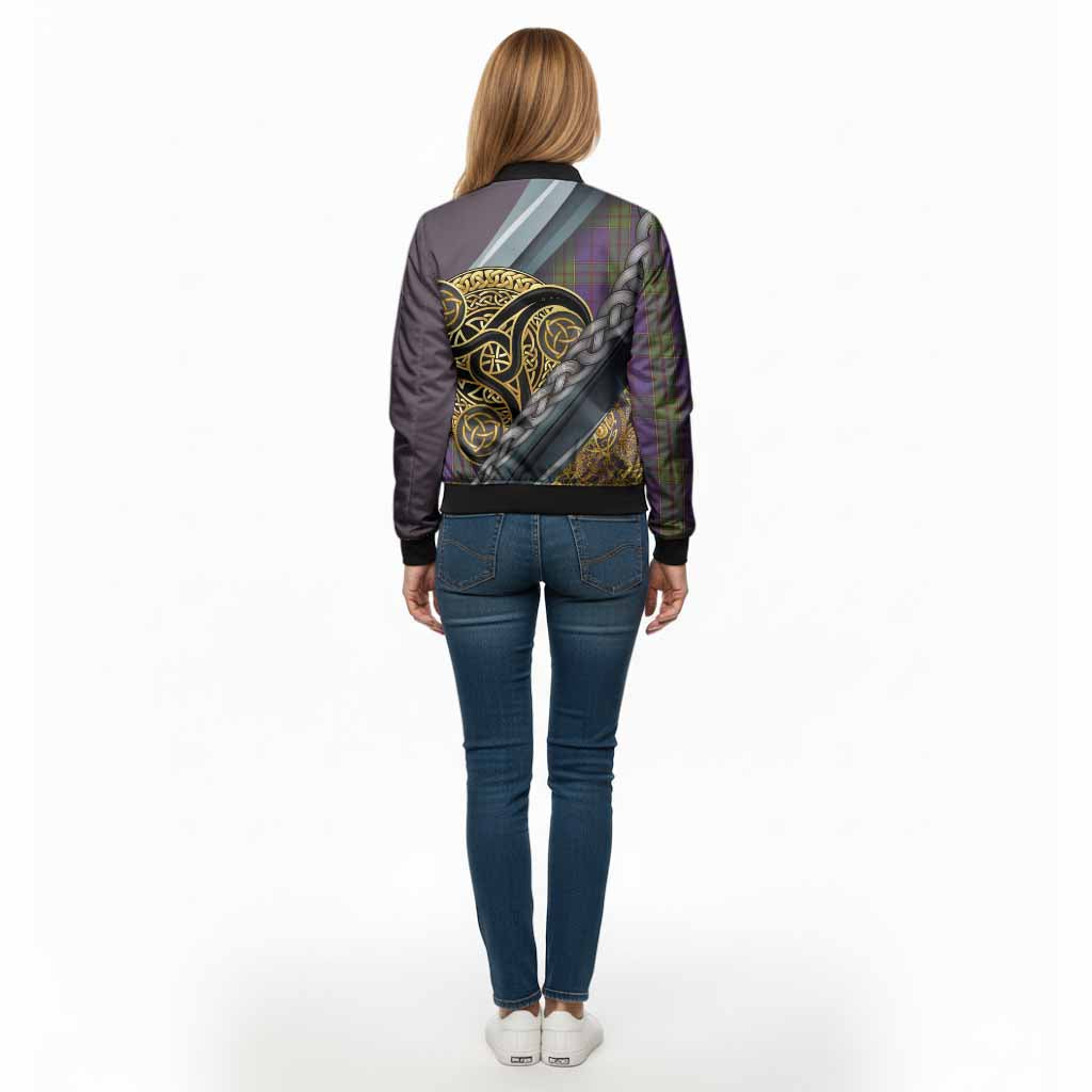 Strachan Tartan Crest Bomber Jacket Scottish Triskele Celtic