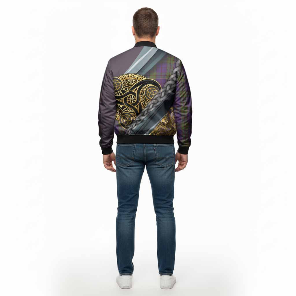 Strachan Tartan Crest Bomber Jacket Scottish Triskele Celtic