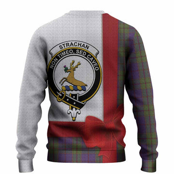 Strachan Tartan Crest Christmas Christmas Ugly Sweater Highland Cow Bagpipes Coquette Bow Style