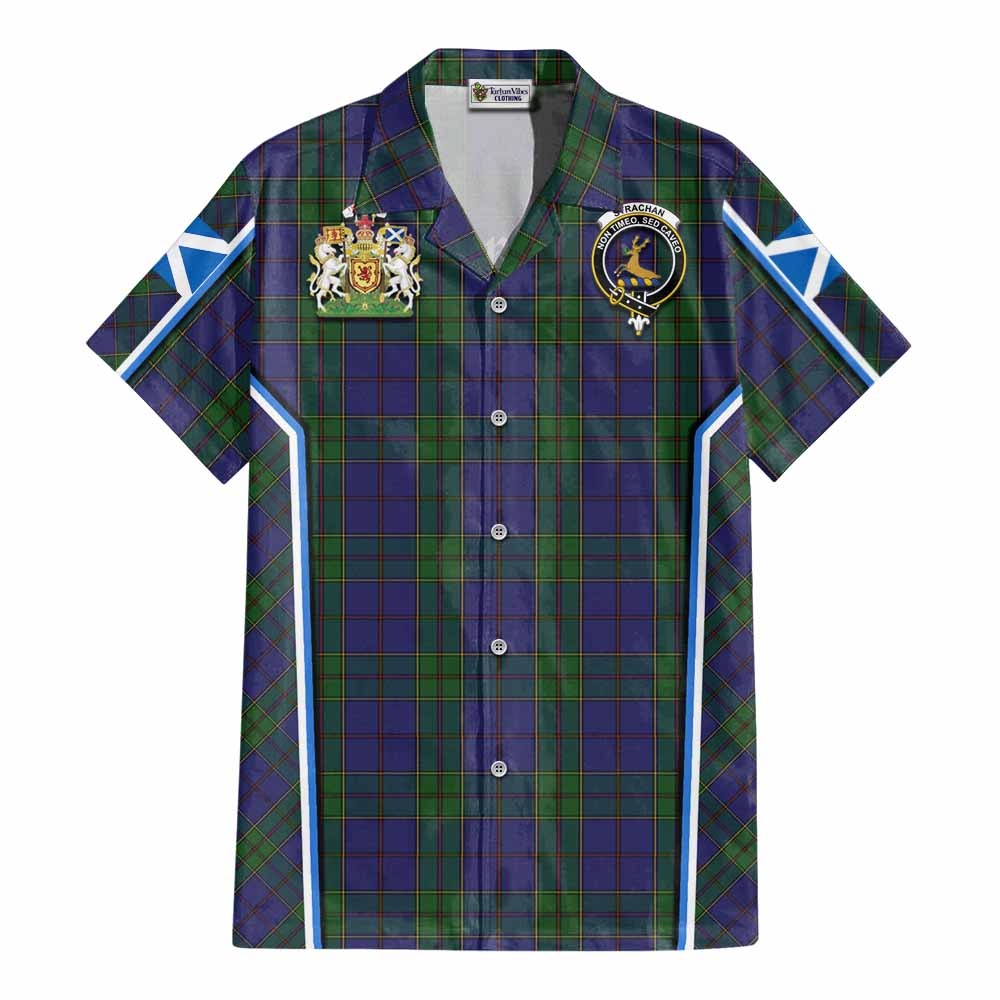 Strachan Tartan Crest Cotton Hawaiian Shirt Scotland Coat of Arm Flag Style - Tartan Vibes Clothing