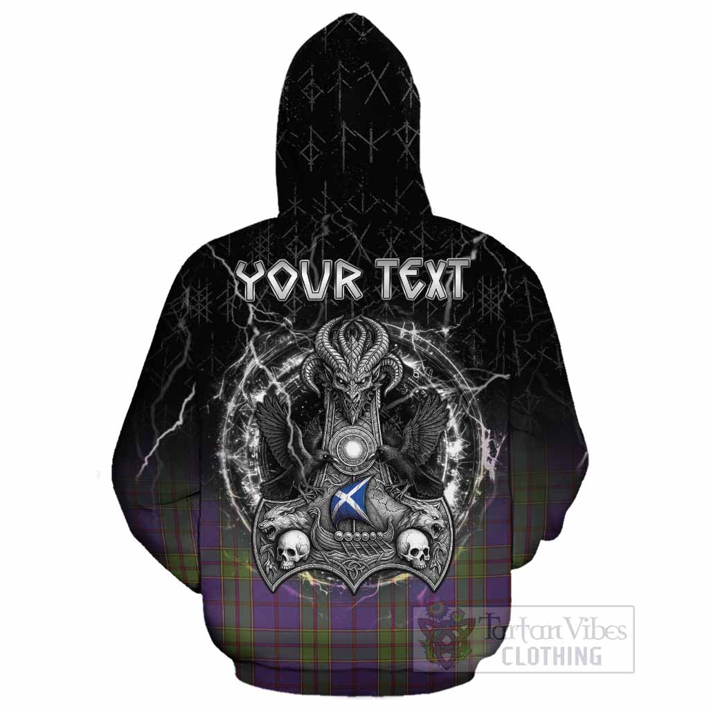 Strachan Tartan Crest Cotton Hoodie Celtic Odin's Raven Legacy