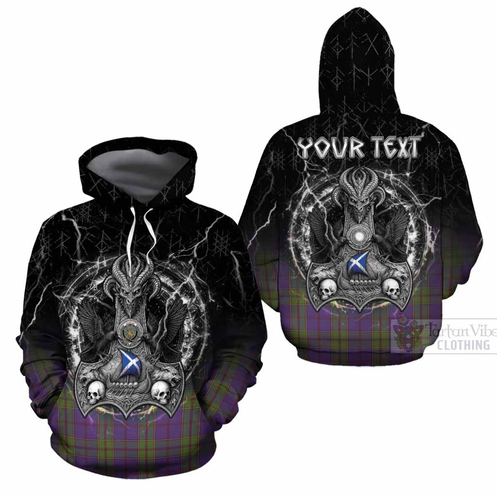 Strachan Tartan Crest Cotton Hoodie Celtic Odin's Raven Legacy