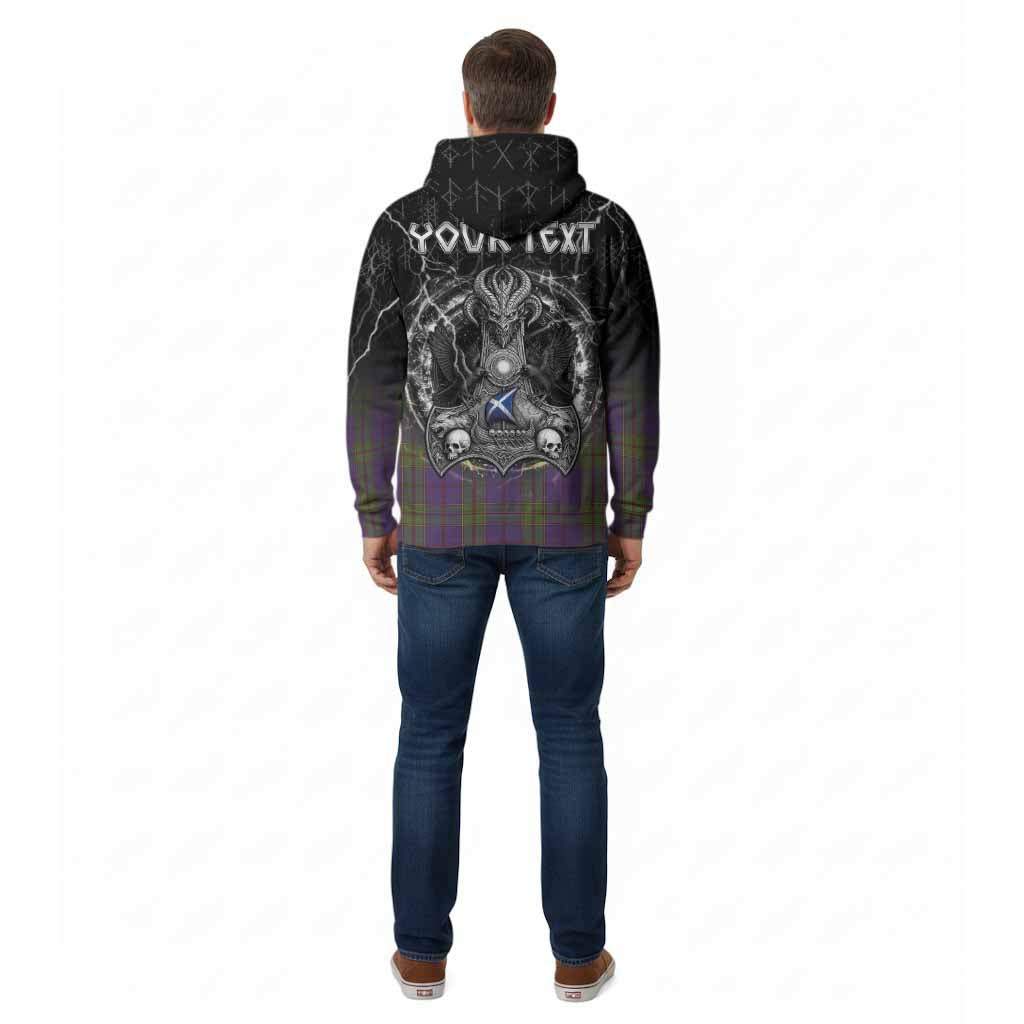 Strachan Tartan Crest Cotton Hoodie Celtic Odin's Raven Legacy