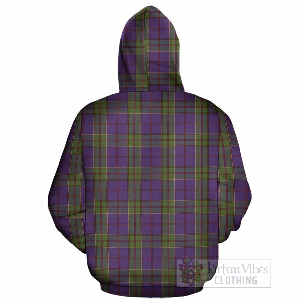 Strachan Tartan Crest Cotton Hoodie Ferocious Lion Style