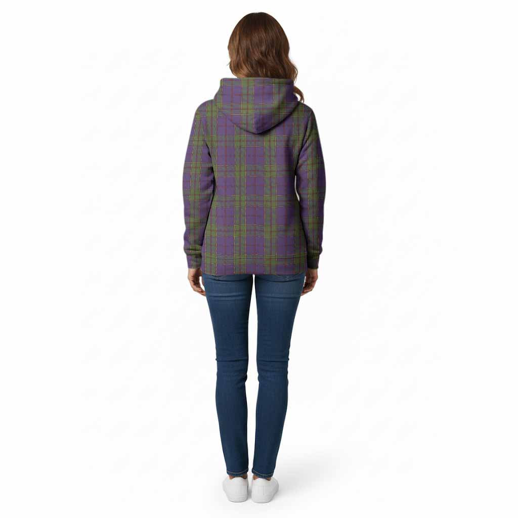 Strachan Tartan Crest Cotton Hoodie Ferocious Lion Style