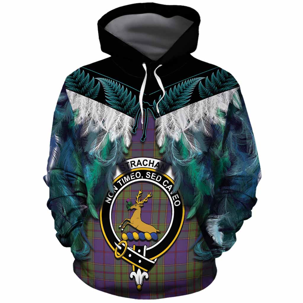 Strachan Tartan Crest Cotton Hoodie New Zealand Maori Korowai Cloak