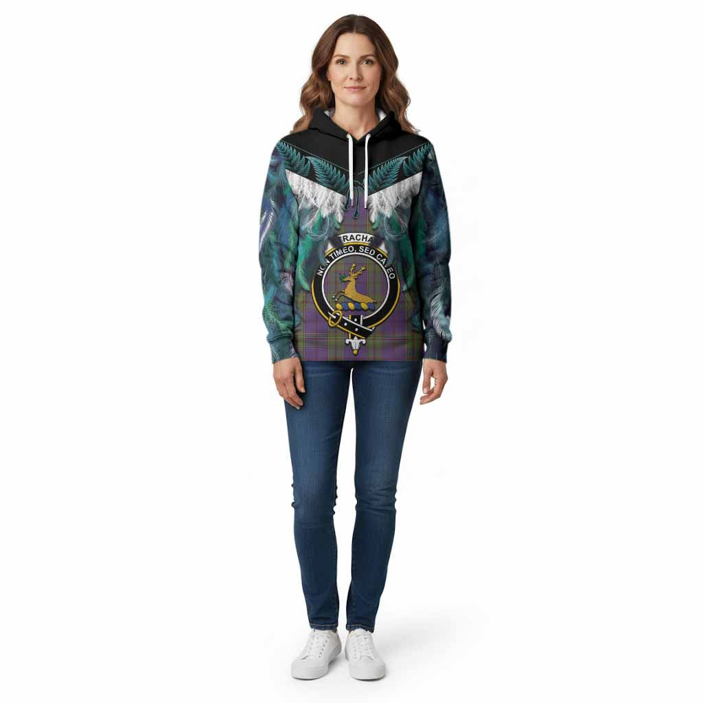 Strachan Tartan Crest Cotton Hoodie New Zealand Maori Korowai Cloak