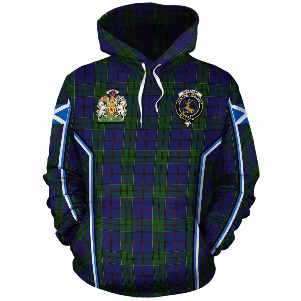 Strachan Tartan Crest Cotton Hoodie Scotland Coat of Arm Flag Style - Tartan Vibes Clothing