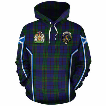 Strachan Tartan Crest Cotton Hoodie Scotland Coat of Arm Flag Style