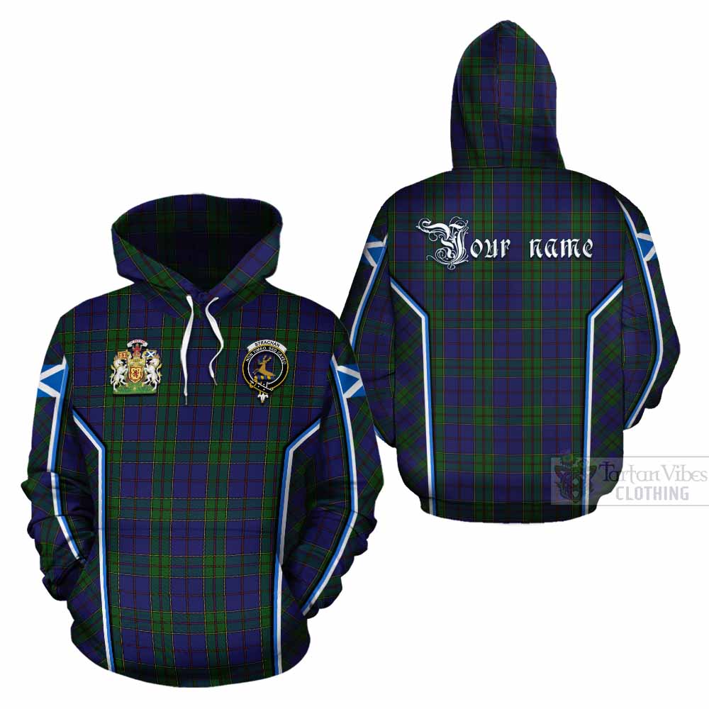Strachan Tartan Crest Cotton Hoodie Scotland Coat of Arm Flag Style - Tartan Vibes Clothing