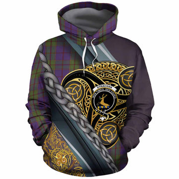 Strachan Tartan Crest Cotton Hoodie Scottish Triskele Celtic
