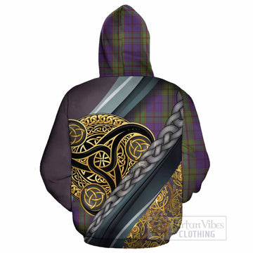 Strachan Tartan Crest Cotton Hoodie Scottish Triskele Celtic