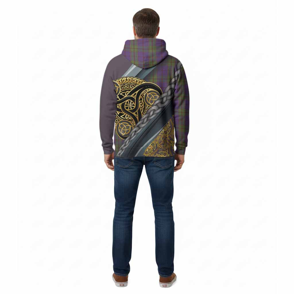 Strachan Tartan Crest Cotton Hoodie Scottish Triskele Celtic