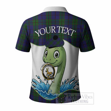 Strachan Tartan Crest Cute Nessie Polo Shirt Scottish Loch Ness Monster