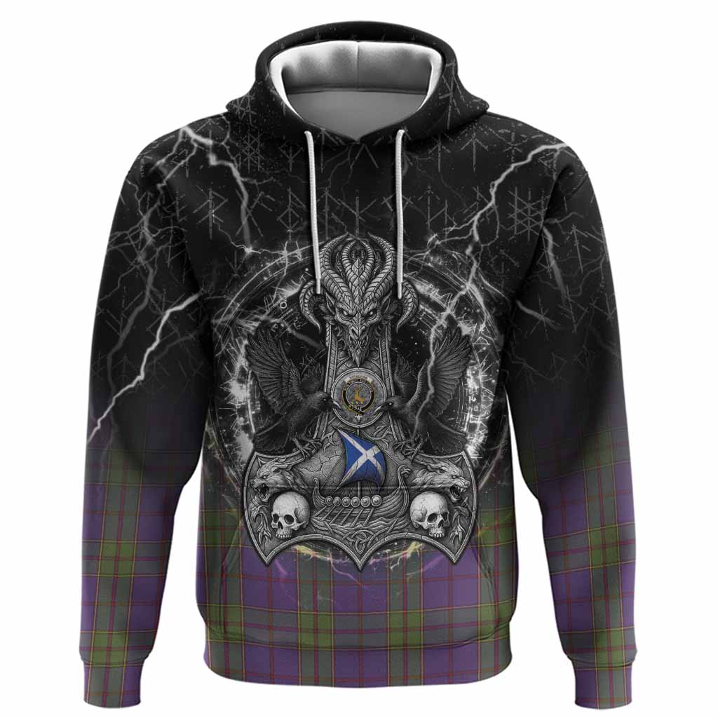 Strachan Tartan Crest Hoodie Celtic Odin's Raven Legacy
