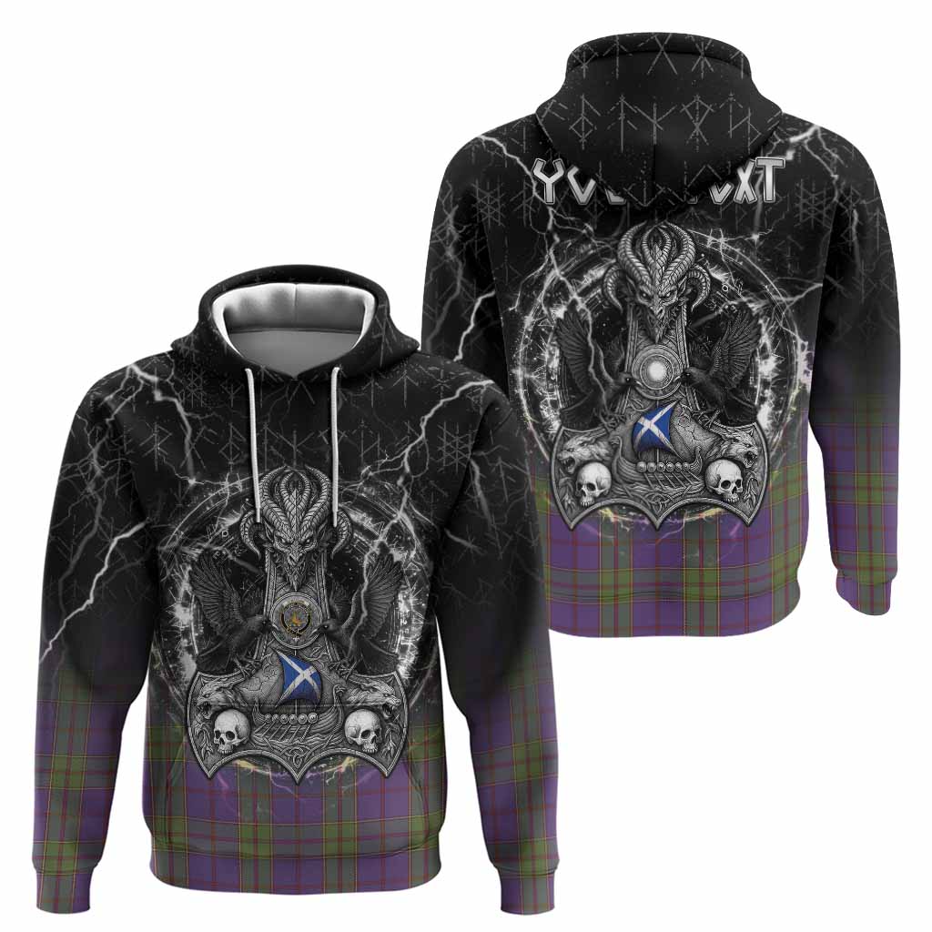 Strachan Tartan Crest Hoodie Celtic Odin's Raven Legacy