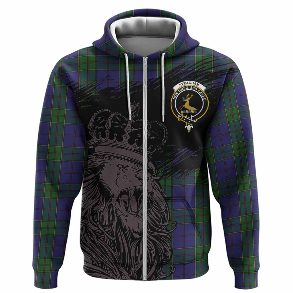 Strachan Tartan Crest Hoodie Crowned Lion Heritage Style