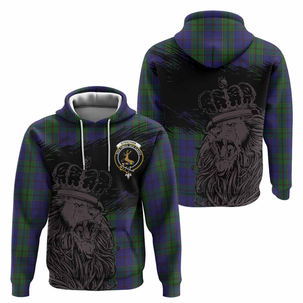 Strachan Tartan Crest Hoodie Crowned Lion Heritage Style