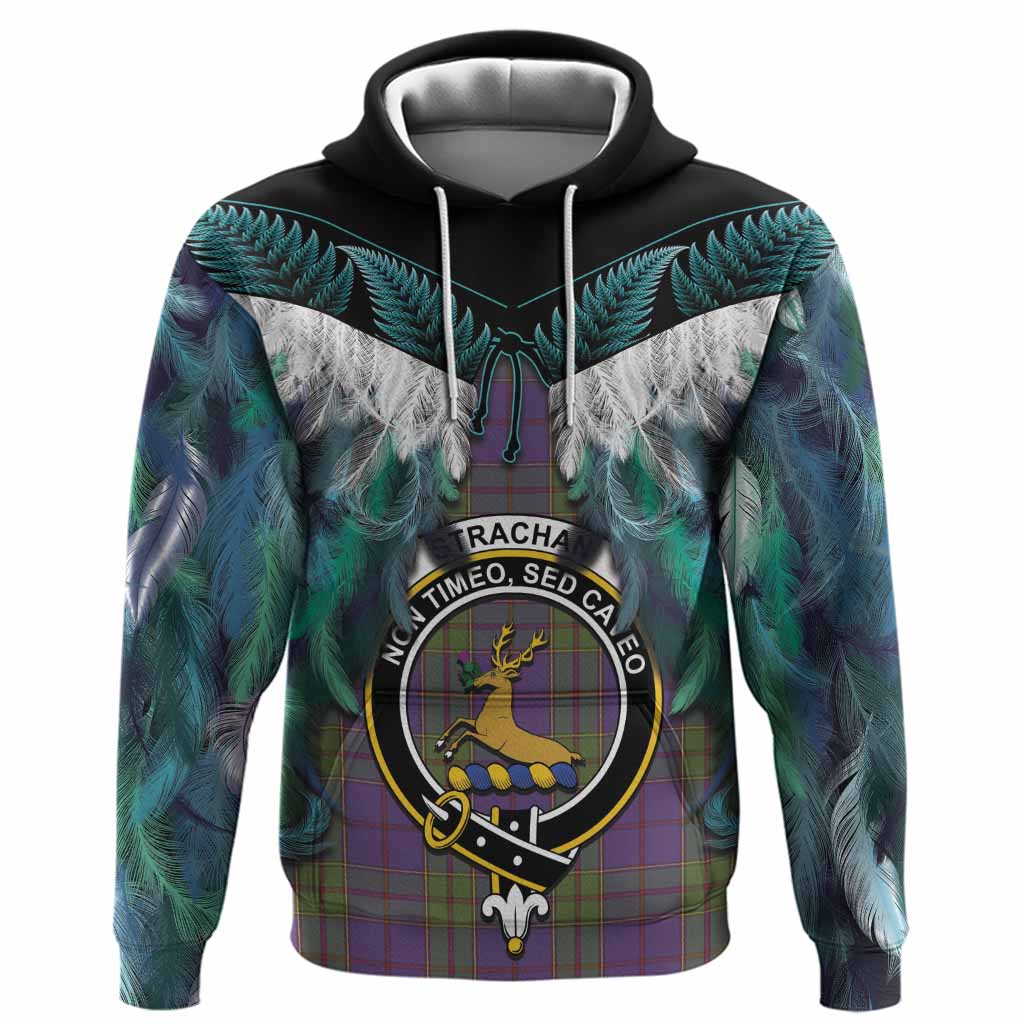 Strachan Tartan Crest Hoodie New Zealand Maori Korowai Cloak