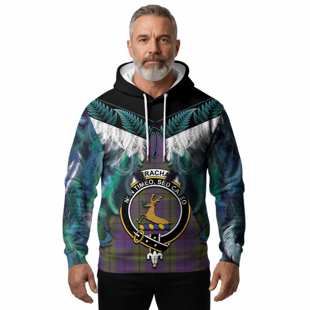 Strachan Tartan Crest Hoodie New Zealand Maori Korowai Cloak