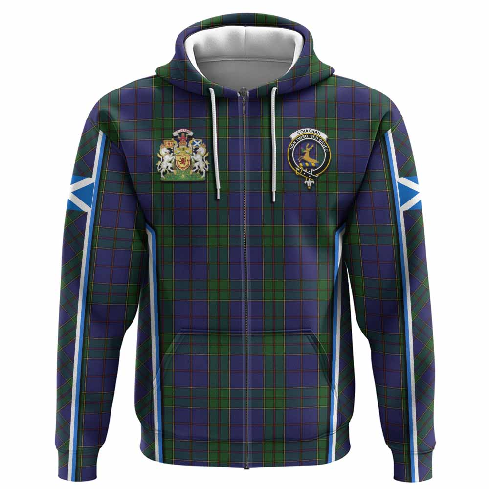 Strachan Tartan Crest Hoodie Scotland Coat of Arm Flag Style - Tartan Vibes Clothing
