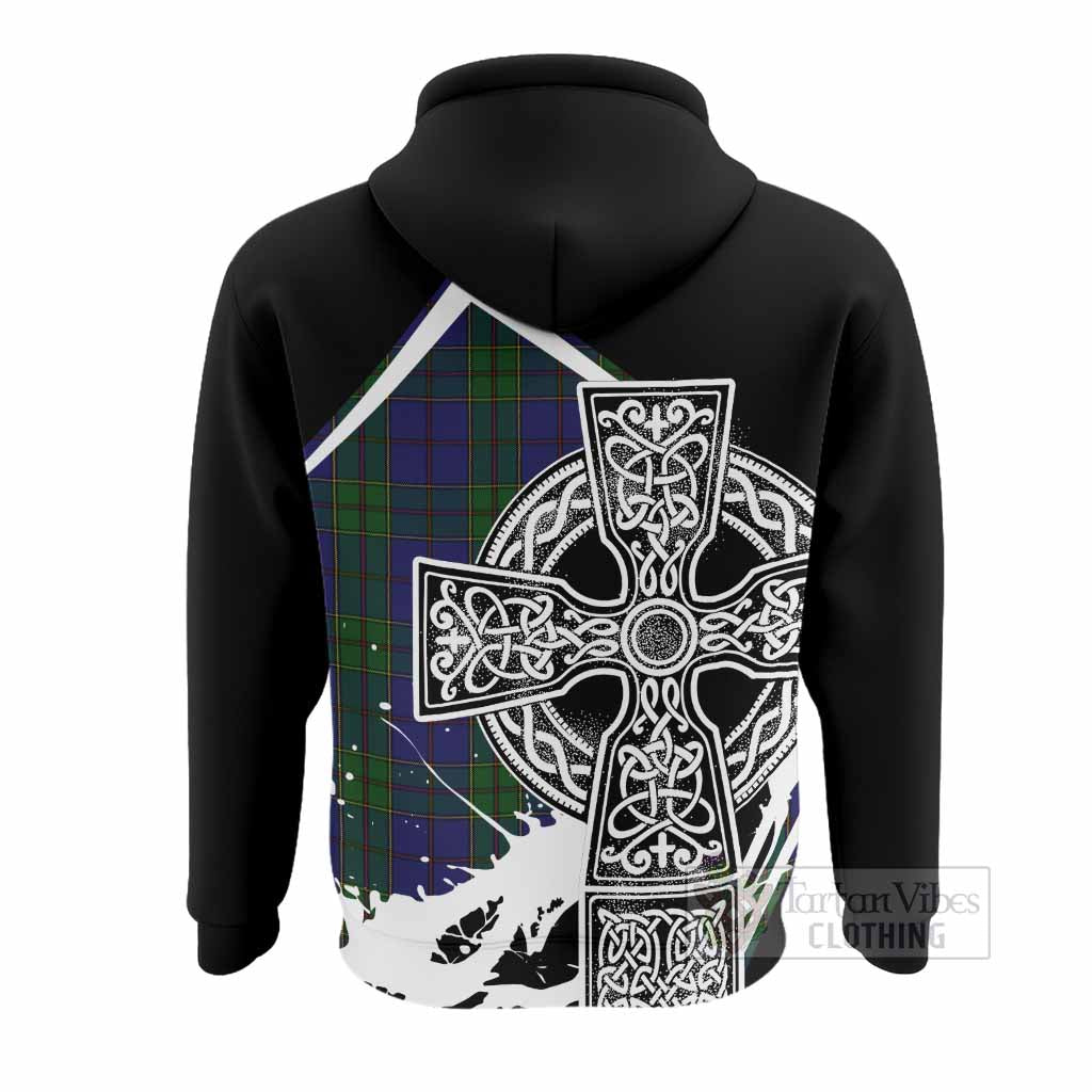 Strachan Tartan Crest Hoodie Scottish Celtic Cross Heritage