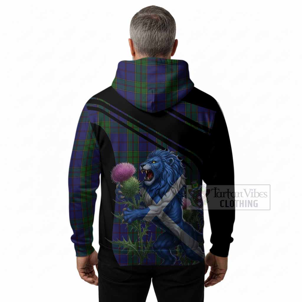 Strachan Tartan Crest Hoodie Scottish Lion Rampant Thistle