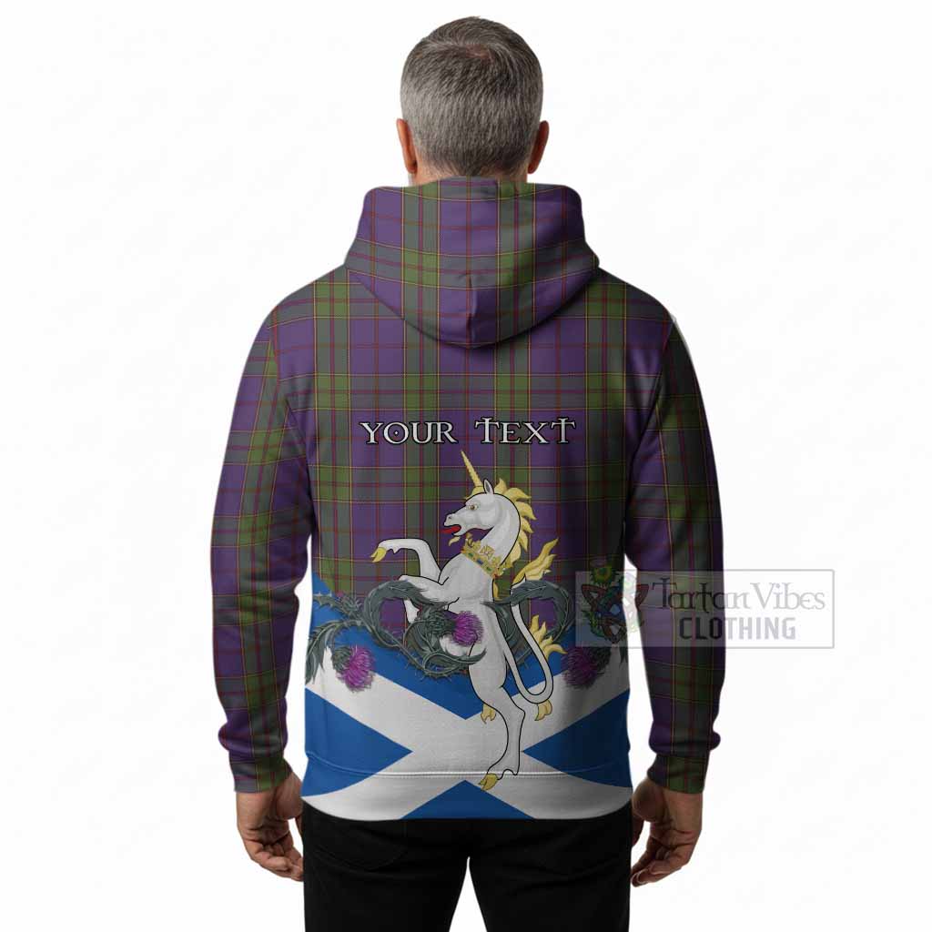 Strachan Tartan Crest Hoodie Scottish Unicorn With Thistle