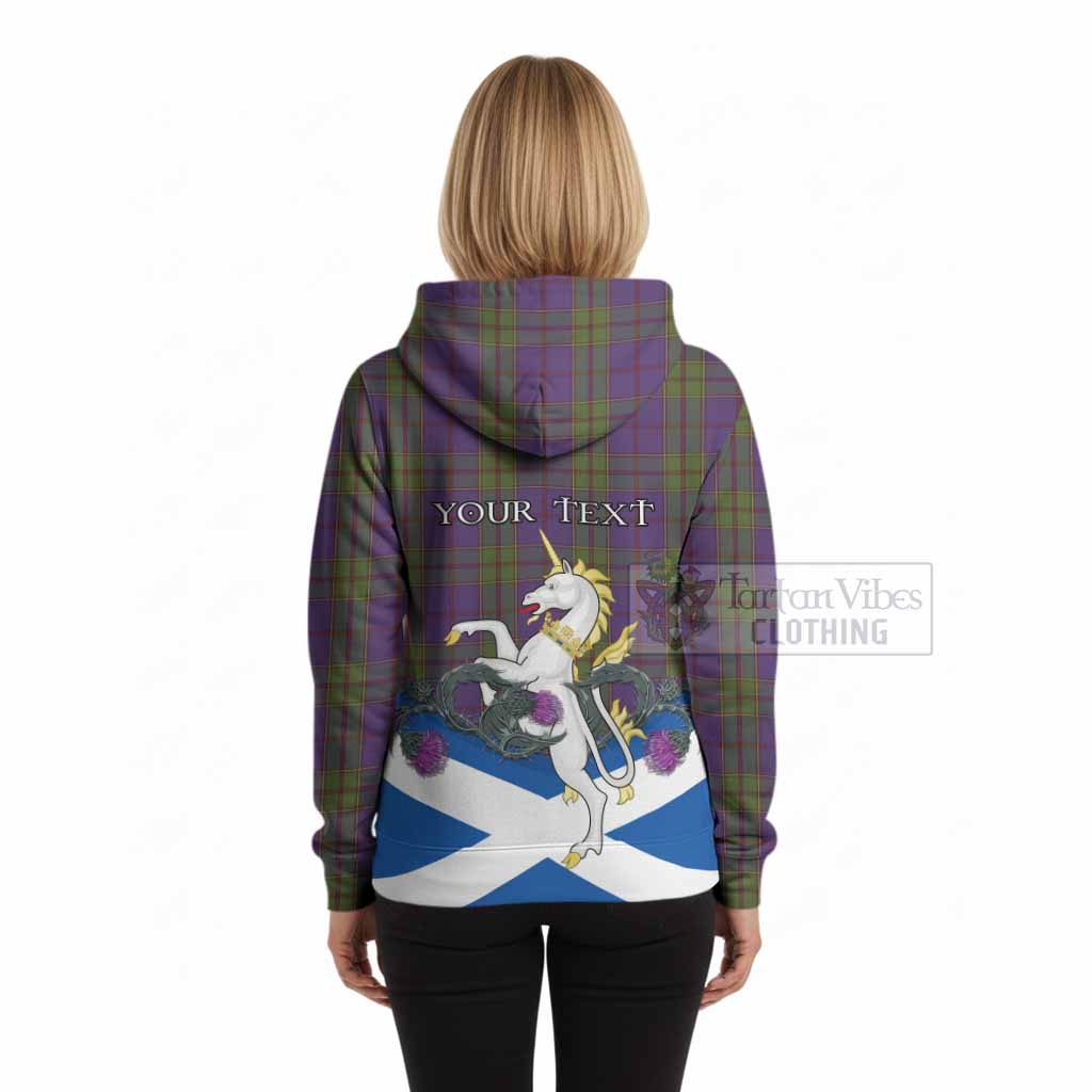 Strachan Tartan Crest Hoodie Scottish Unicorn With Thistle