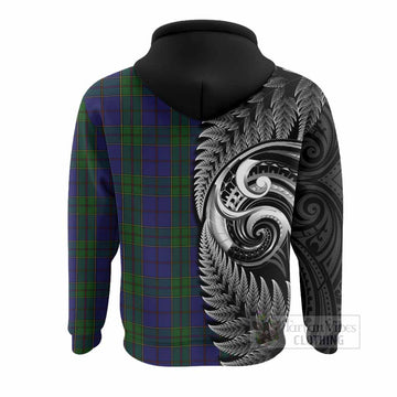 Strachan Tartan Crest Hoodie With New Zealand Silver Fern Maori Koru