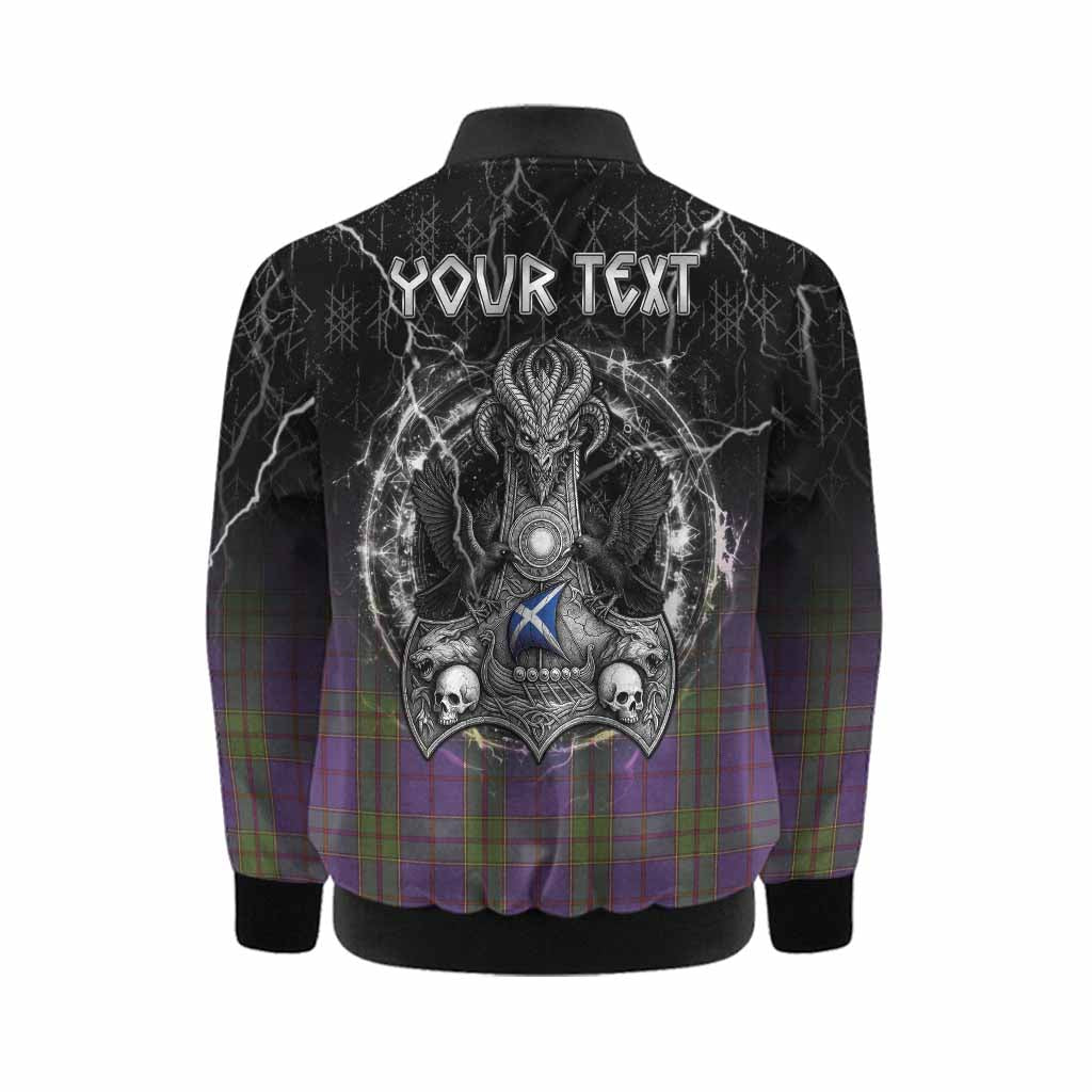 Strachan Tartan Crest Kid Bomber Jacket Celtic Odin's Raven Legacy