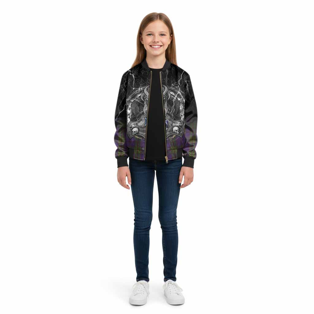 Strachan Tartan Crest Kid Bomber Jacket Celtic Odin's Raven Legacy