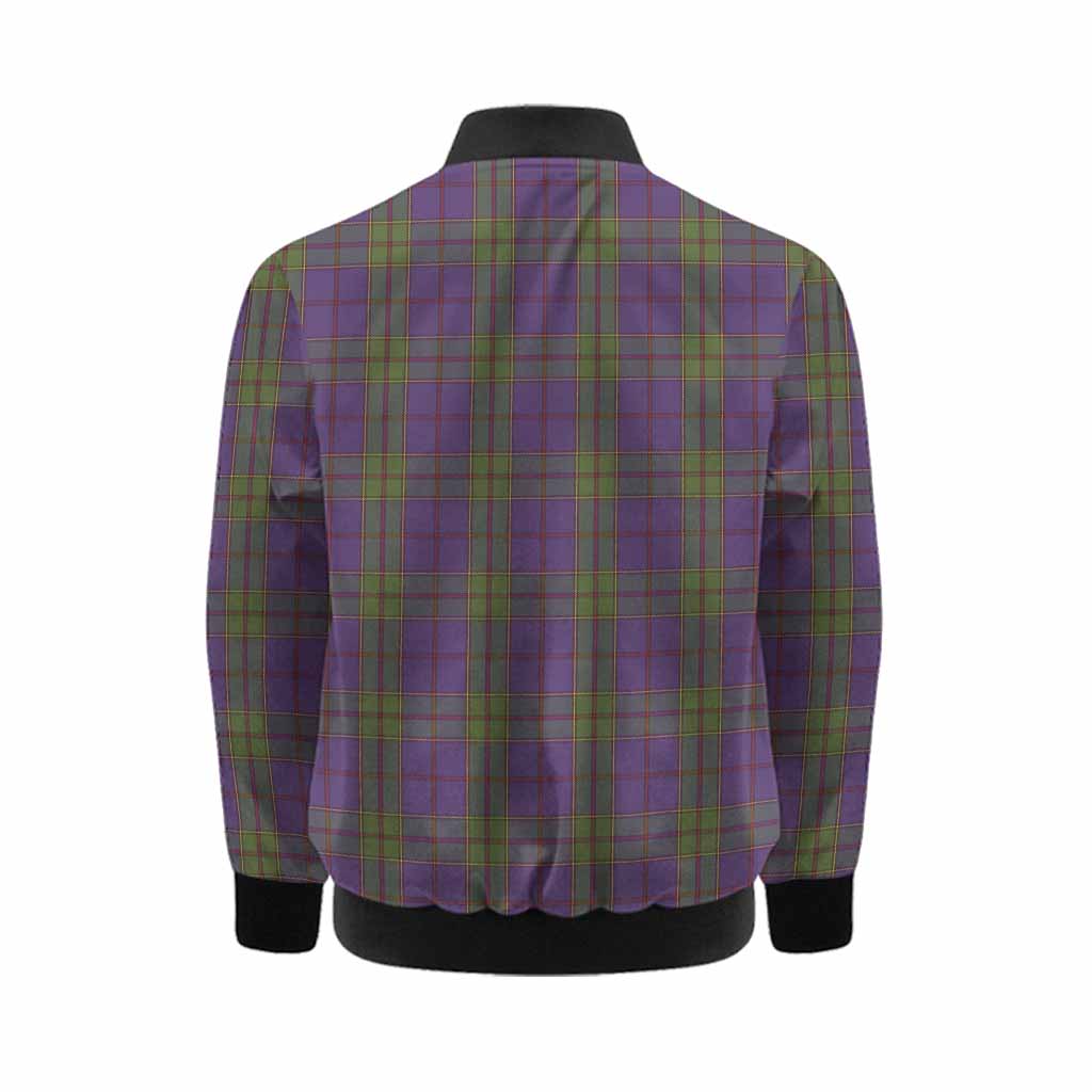 Strachan Tartan Crest Kid Bomber Jacket Ferocious Lion Style