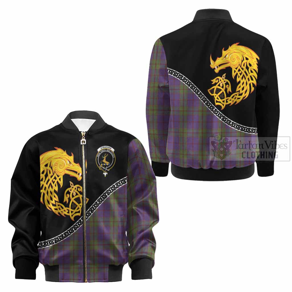 Strachan Tartan Crest Kid Bomber Jacket Legendary Dragon Knot Half Style
