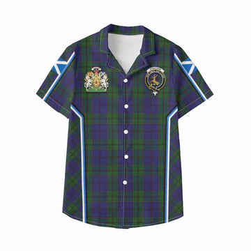 Strachan Tartan Crest Kid Hawaiian Shirt Scotland Coat of Arm Flag Style - Tartan Vibes Clothing