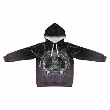 Strachan Tartan Crest Kid Hoodie Celtic Odin's Raven Legacy