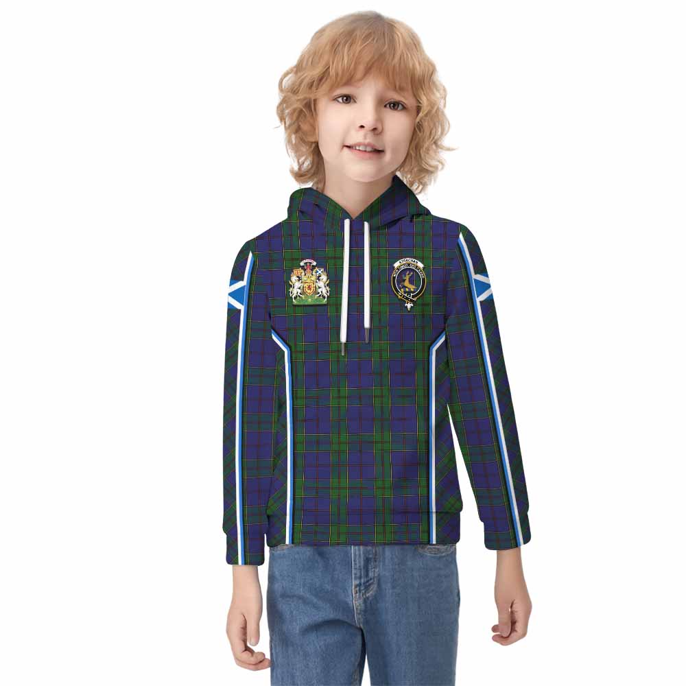 Strachan Tartan Crest Kid Hoodie Scotland Coat of Arm Flag Style - Tartan Vibes Clothing
