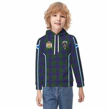 Strachan Tartan Crest Kid Hoodie Scotland Coat of Arm Flag Style - Tartan Vibes Clothing