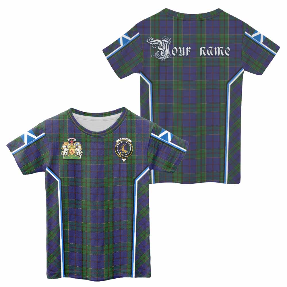 Strachan Tartan Crest Kid T-shirt Scotland Coat of Arm Flag Style - Tartan Vibes Clothing