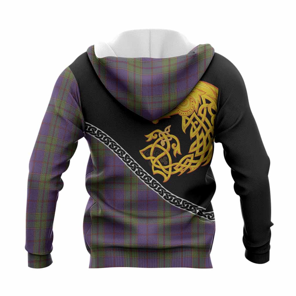 Strachan Tartan Crest Knitted Hoodie Legendary Dragon Knot Half Style