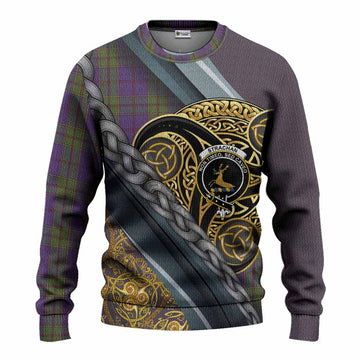 Strachan Tartan Crest Knitted Sweater Scottish Triskele Celtic