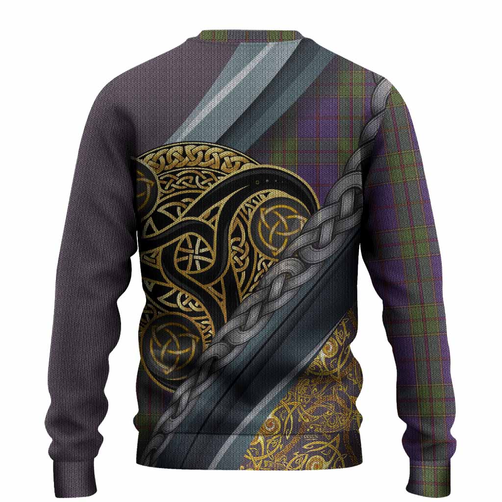 Strachan Tartan Crest Knitted Sweater Scottish Triskele Celtic