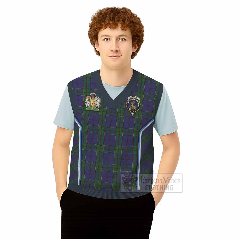 Strachan Tartan Crest Knitted V-Neck Vest Scotland Coat of Arm Flag Style - Tartan Vibes Clothing