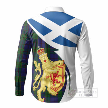 Strachan Tartan Crest Lion Rampant Long Sleeve Button Shirts Classic Scottish Style