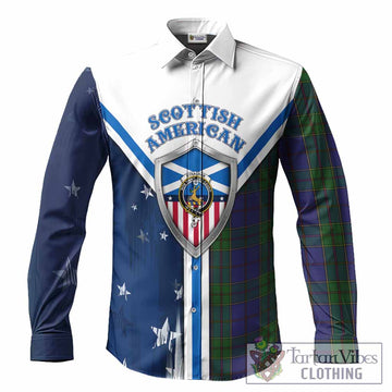 Strachan Tartan Crest Long Sleeve Button Shirts Scottish-American Heritage
