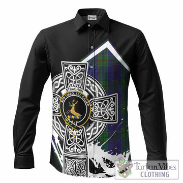Strachan Tartan Crest Long Sleeve Button Shirts Scottish Celtic Cross Heritage