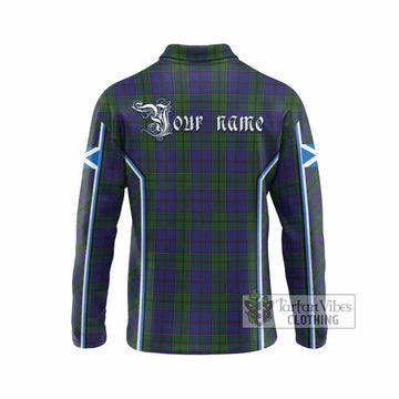Strachan Tartan Crest Long Sleeve Polo Shirt Scotland Coat of Arm Flag Style