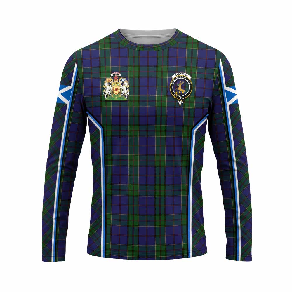 Strachan Tartan Crest Long Sleeve T-Shirt Scotland Coat of Arm Flag Style - Tartan Vibes Clothing